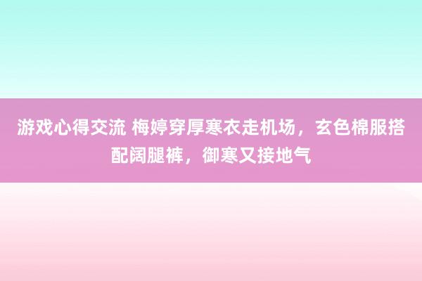 游戏心得交流 梅婷穿厚寒衣走机场，玄色棉服搭配阔腿裤，御寒又接地气