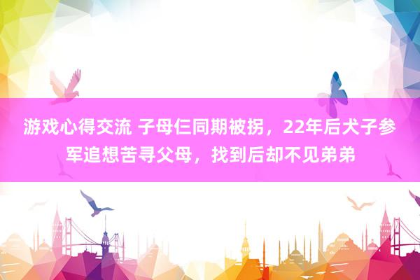 游戏心得交流 子母仨同期被拐，22年后犬子参军追想苦寻父母，找到后却不见弟弟